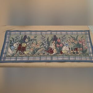 Vintage Spring Gardening Rabbits Easter Tapestry Table Runner